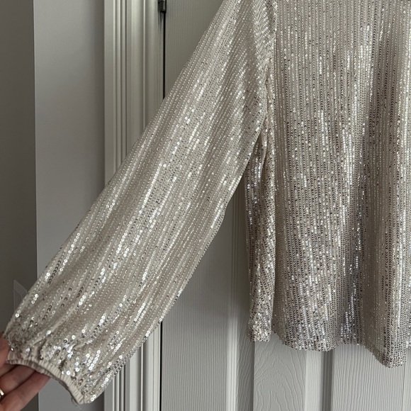 Sequin Long Sleeve (white / cream ) - Picture 2 of 7